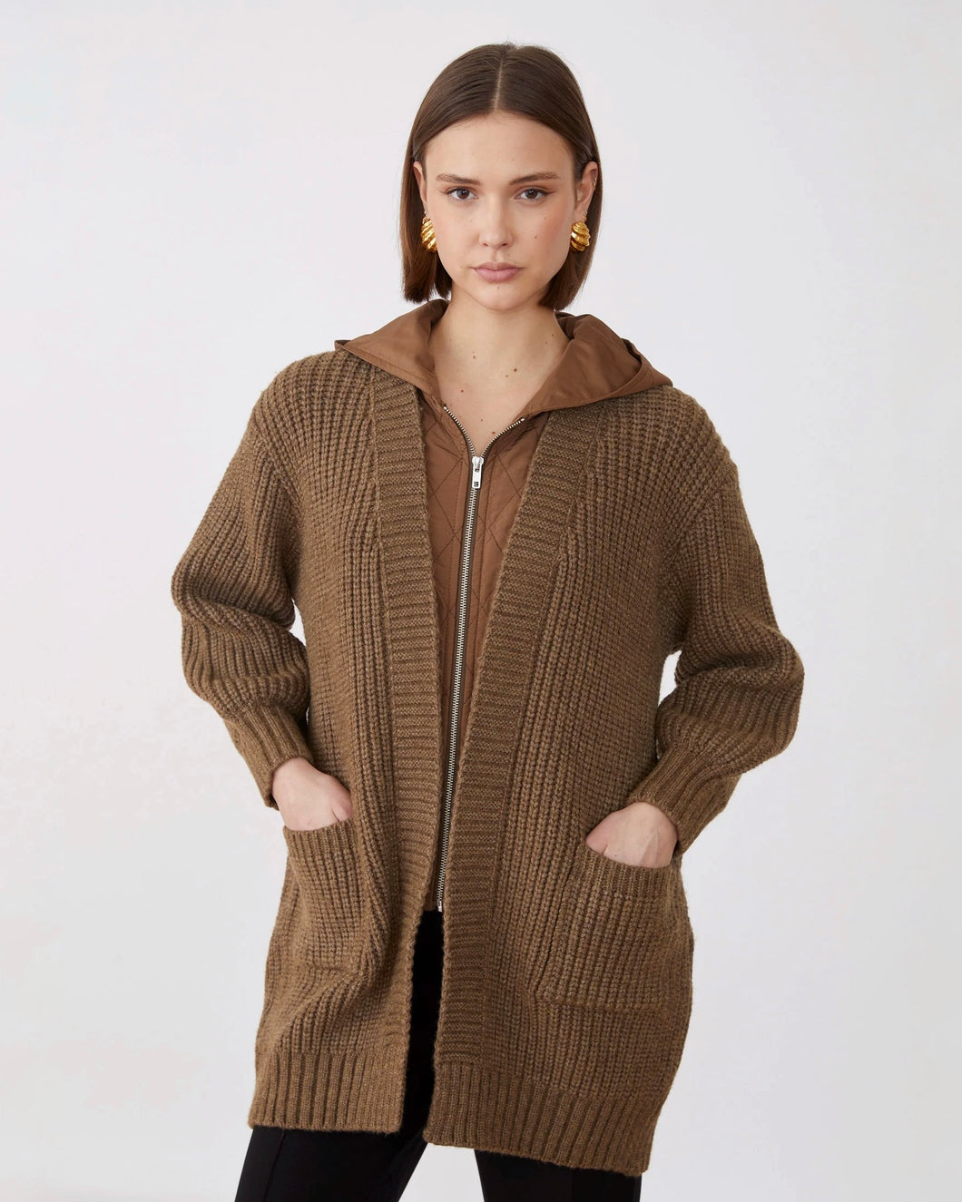 Cárdigan acolchado largo