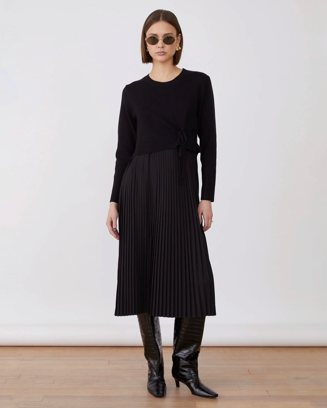 Vestido plisado combi