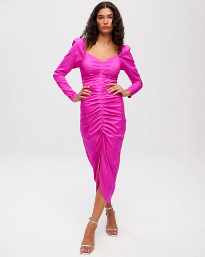 Vestido magenta drapeado