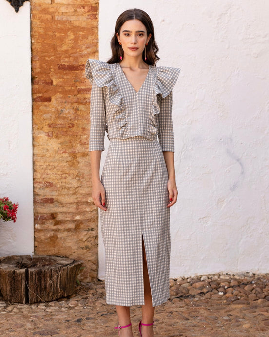 Conjunto Vichy gris