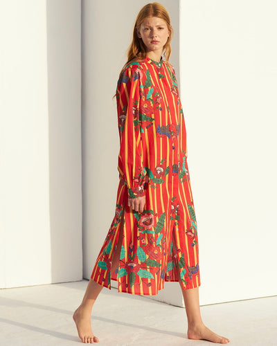 Vestido camisero rayas y flores