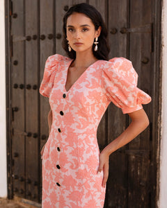Vestido flor salmón