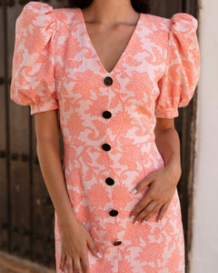 Vestido flor salmón