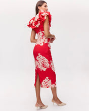 Cargar imagen en el visor de la galería, Vestido rojo volante escote