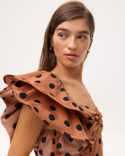 Cargar imagen en el visor de la galería, Vestido marrón lunares