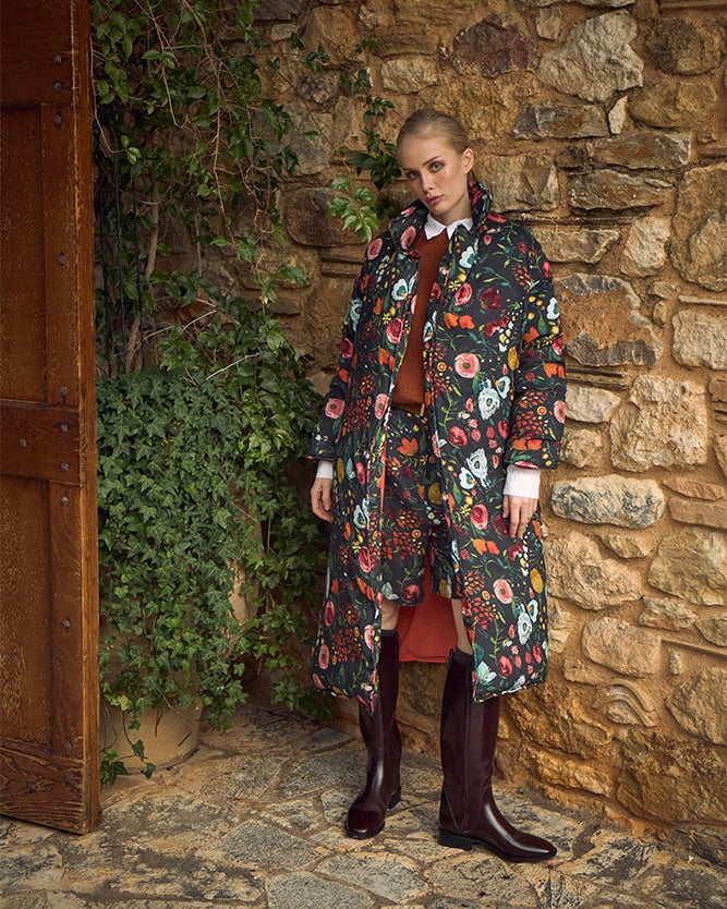 Abrigo plumón estampado